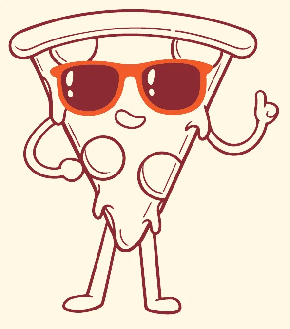 La mascota de La Ranchería: una porción de pizza con anteojos de sol